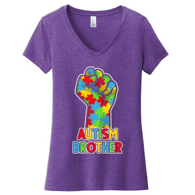 Autism Awareness Brother Acceptance Men Support Love Women's V-Neck T-Shirt