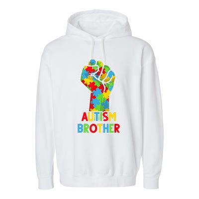 Autism Awareness Brother Acceptance Men Support Love Garment-Dyed Fleece Hoodie