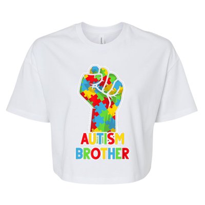 Autism Awareness Brother Acceptance Men Support Love Bella+Canvas Jersey Crop Tee