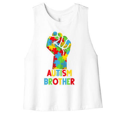 Autism Awareness Brother Acceptance Men Support Love Women's Racerback Cropped Tank