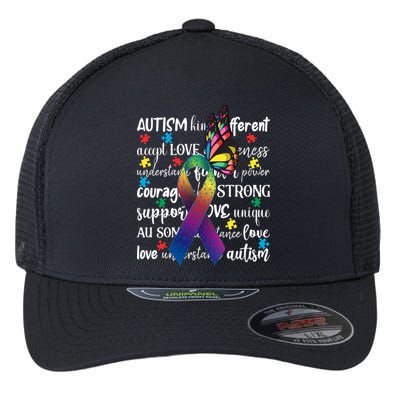 Autism Acceptance Butterfly Different Is Beautiful Flexfit Unipanel Trucker Cap