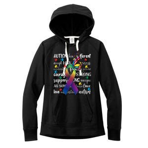 Autism Acceptance Butterfly Different Is Beautiful Women's Fleece Hoodie