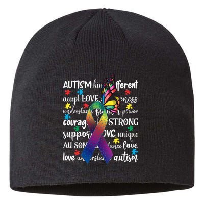 Autism Acceptance Butterfly Different Is Beautiful Sustainable Beanie