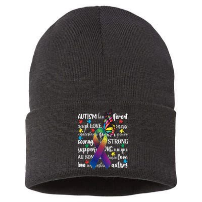 Autism Acceptance Butterfly Different Is Beautiful Sustainable Knit Beanie