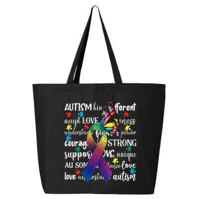 Autism Acceptance Butterfly Different Is Beautiful 25L Jumbo Tote