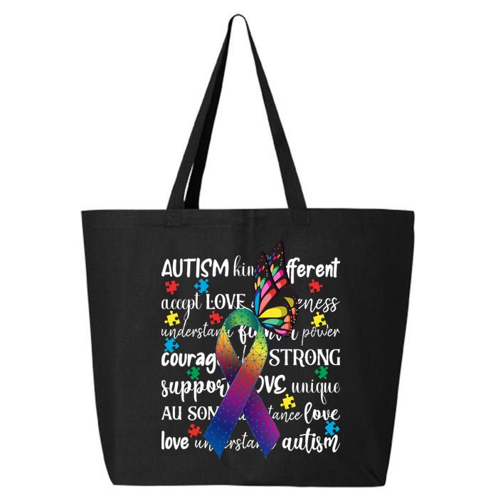 Autism Acceptance Butterfly Different Is Beautiful 25L Jumbo Tote