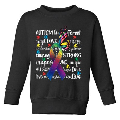 Autism Acceptance Butterfly Different Is Beautiful Toddler Sweatshirt