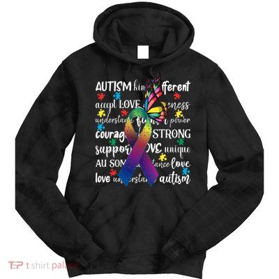 Autism Acceptance Butterfly Different Is Beautiful Tie Dye Hoodie