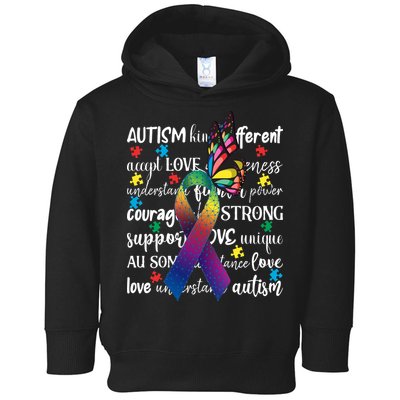 Autism Acceptance Butterfly Different Is Beautiful Toddler Hoodie