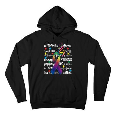 Autism Acceptance Butterfly Different Is Beautiful Tall Hoodie