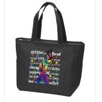Autism Acceptance Butterfly Different Is Beautiful Zip Tote Bag