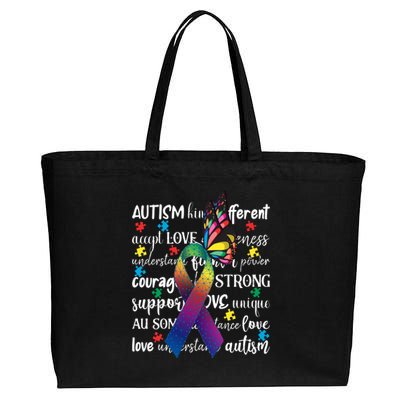 Autism Acceptance Butterfly Different Is Beautiful Cotton Canvas Jumbo Tote