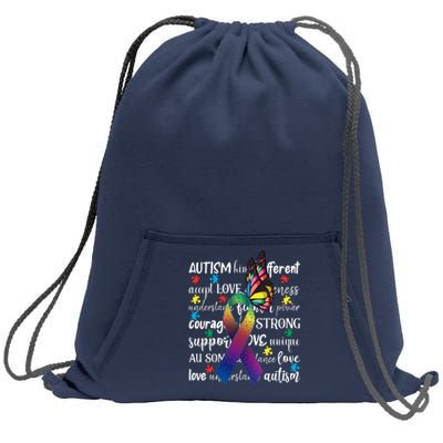 Autism Acceptance Butterfly Different Is Beautiful Sweatshirt Cinch Pack Bag