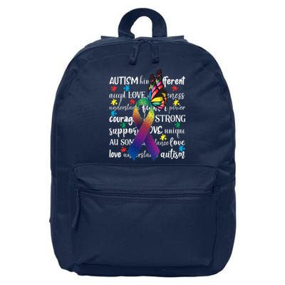 Autism Acceptance Butterfly Different Is Beautiful 16 in Basic Backpack