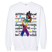 Autism Acceptance Butterfly Different Is Beautiful Garment-Dyed Sweatshirt
