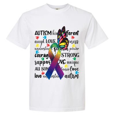 Autism Acceptance Butterfly Different Is Beautiful Garment-Dyed Heavyweight T-Shirt