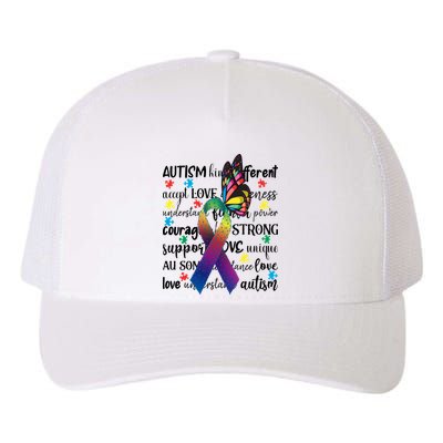 Autism Acceptance Butterfly Different Is Beautiful Yupoong Adult 5-Panel Trucker Hat