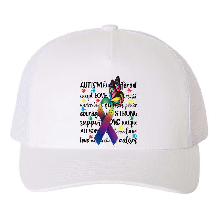 Autism Acceptance Butterfly Different Is Beautiful Yupoong Adult 5-Panel Trucker Hat