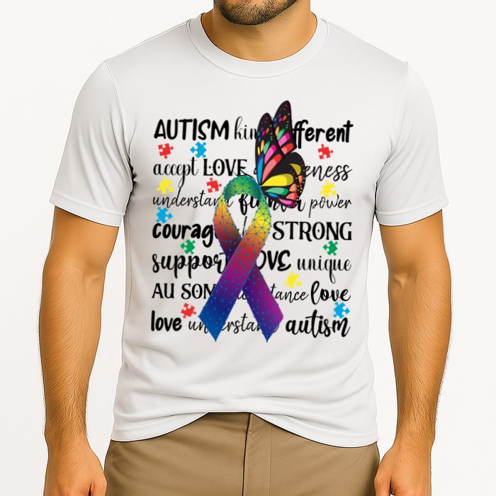 Autism Acceptance Butterfly Different Is Beautiful Performance Shirt