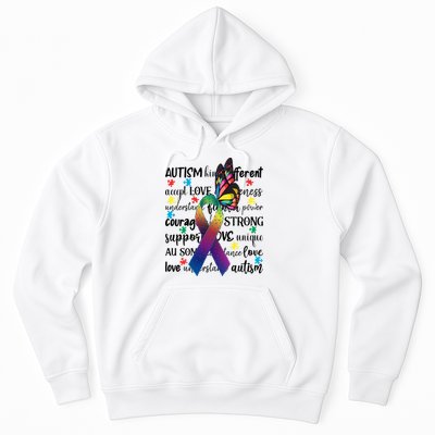 Autism Acceptance Butterfly Different Is Beautiful Hoodie