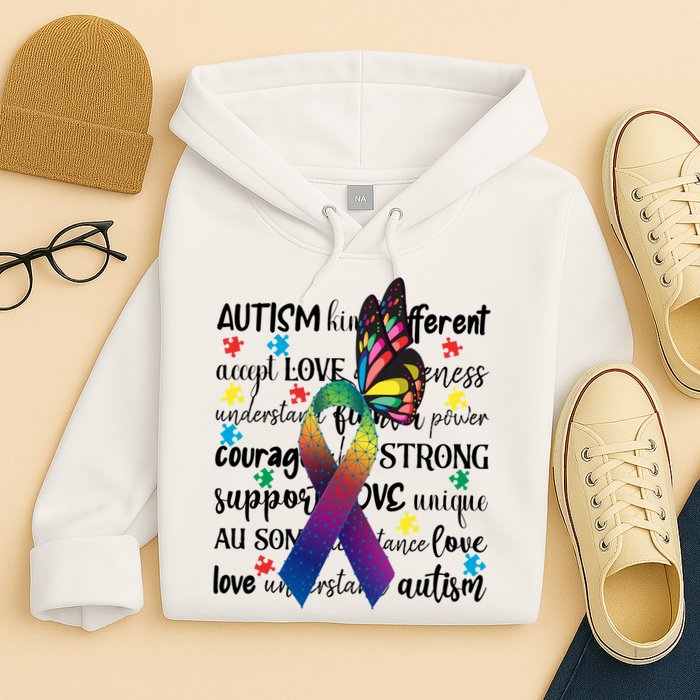 Autism Acceptance Butterfly Different Is Beautiful Hoodie