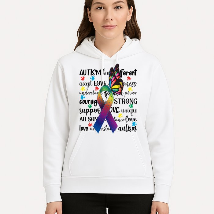 Autism Acceptance Butterfly Different Is Beautiful Hoodie