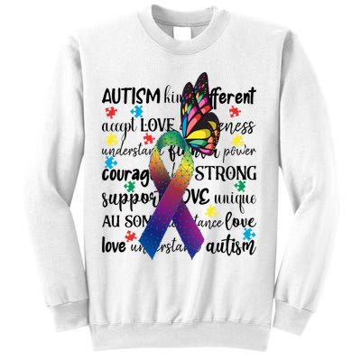 Autism Acceptance Butterfly Different Is Beautiful Sweatshirt