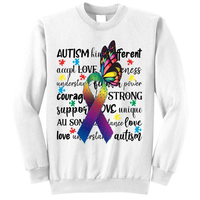 Autism Acceptance Butterfly Different Is Beautiful Sweatshirt
