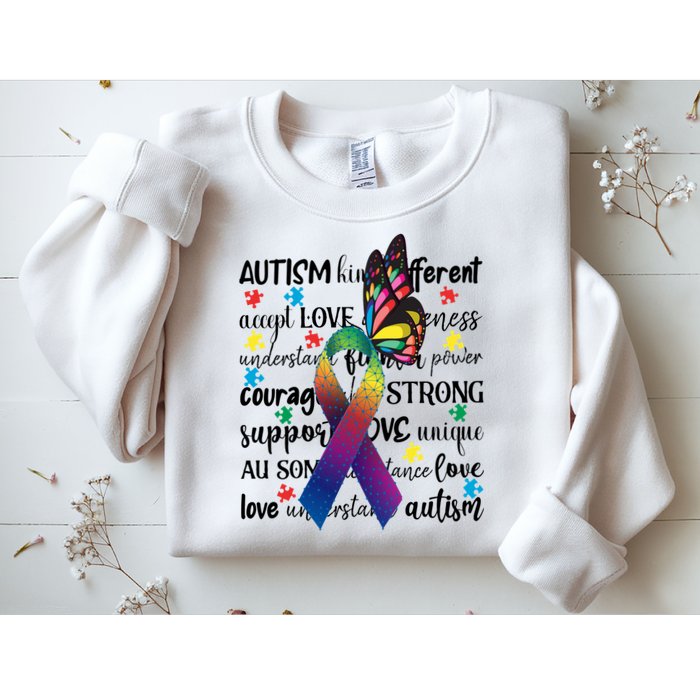 Autism Acceptance Butterfly Different Is Beautiful Sweatshirt