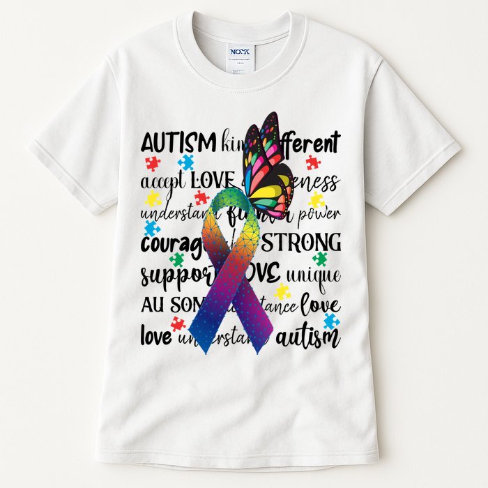 Autism Acceptance Butterfly Different Is Beautiful Tall T-Shirt