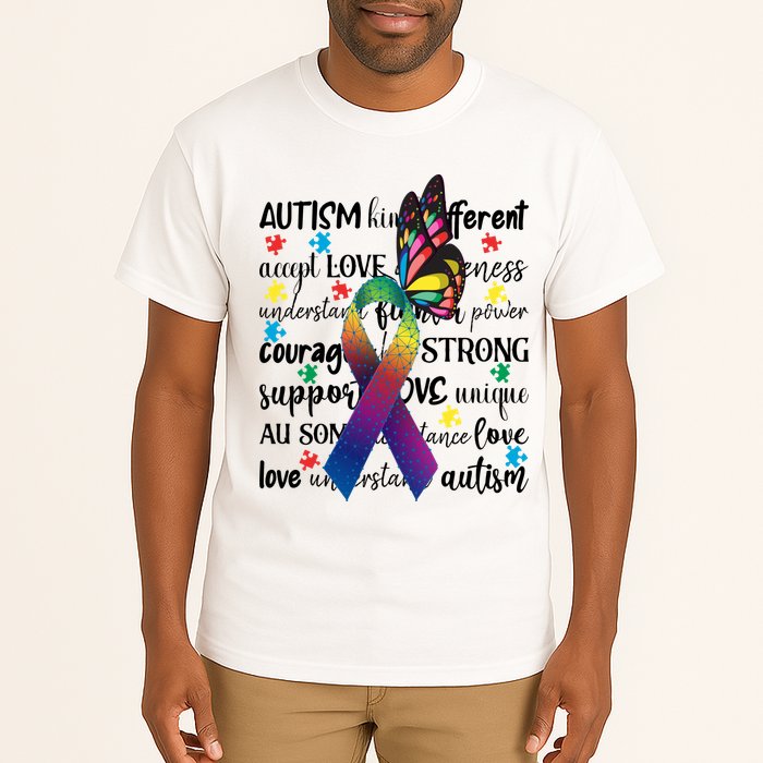 Autism Acceptance Butterfly Different Is Beautiful Tall T-Shirt