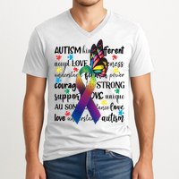 Autism Acceptance Butterfly Different Is Beautiful V-Neck T-Shirt
