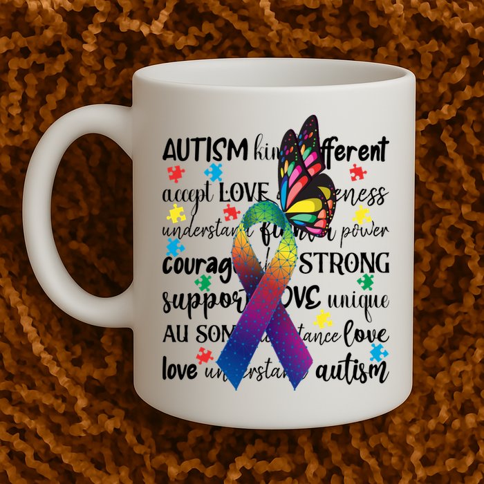 Autism Acceptance Butterfly Different Is Beautiful Mug