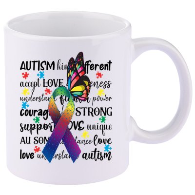 Autism Acceptance Butterfly Different Is Beautiful 11oz C Handle Ceramic Mug