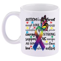 Autism Acceptance Butterfly Different Is Beautiful 11oz C Handle Ceramic Mug
