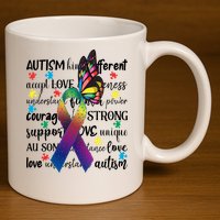 Autism Acceptance Butterfly Different Is Beautiful 11oz C Handle Ceramic Mug