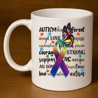 Autism Acceptance Butterfly Different Is Beautiful 11oz C Handle Ceramic Mug