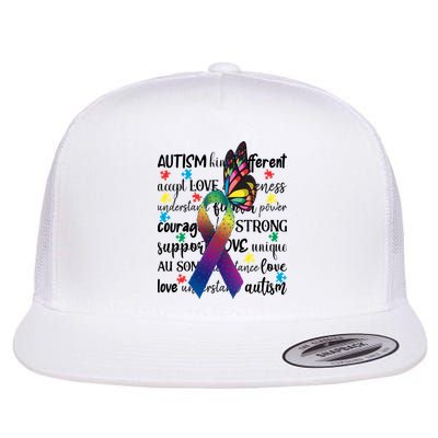 Autism Acceptance Butterfly Different Is Beautiful Flatbill Hat