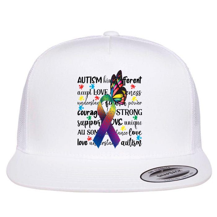 Autism Acceptance Butterfly Different Is Beautiful Flatbill Hat