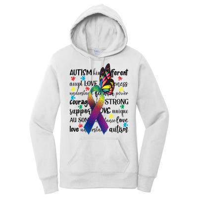Autism Acceptance Butterfly Different Is Beautiful Women's Pullover Hoodie