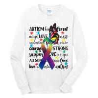 Autism Acceptance Butterfly Different Is Beautiful Tall Long Sleeve T-Shirt
