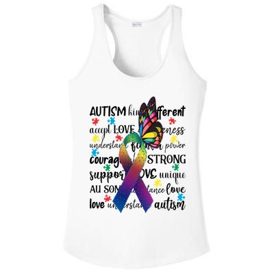 Autism Acceptance Butterfly Different Is Beautiful Ladies PosiCharge Competitor Racerback Tank