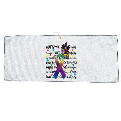 Autism Acceptance Butterfly Different Is Beautiful Large Microfiber Waffle Golf Towel