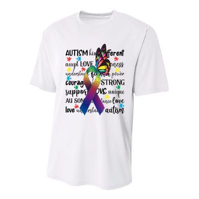 Autism Acceptance Butterfly Different Is Beautiful Youth Performance Sprint T-Shirt