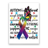 Autism Acceptance Butterfly Different Is Beautiful Poster