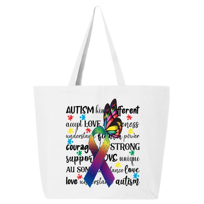 Autism Acceptance Butterfly Different Is Beautiful 25L Jumbo Tote