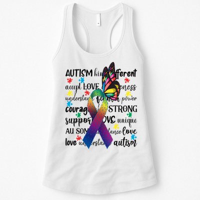 Autism Acceptance Butterfly Different Is Beautiful Womens Tank Top