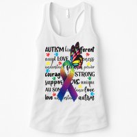 Autism Acceptance Butterfly Different Is Beautiful Womens Tank Top