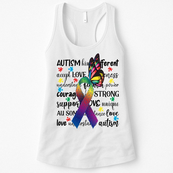 Autism Acceptance Butterfly Different Is Beautiful Womens Tank Top