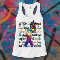 Autism Acceptance Butterfly Different Is Beautiful Womens Tank Top